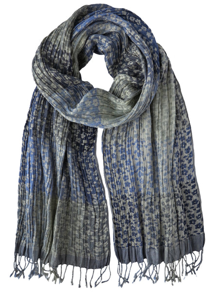 Silk Scarf - Daisy Floral Blue by Artisan Route