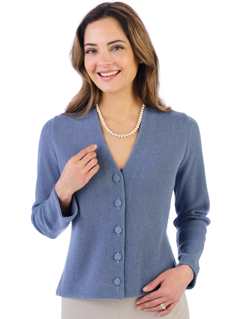 Alpaca Knitwear - Kesia Jacket in Airforce Blue by Artisan Route