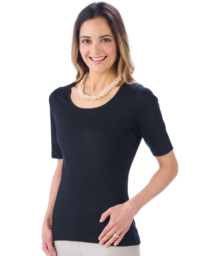 Pima Cotton T Shirt - Pilar in Black by Artisan Route