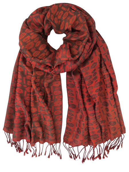 Silk Scarf - Abstract Florals Red by Artisan Route