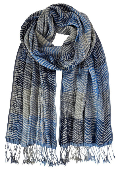 Silk Scarf - Chevrons Blue by Artisan Route