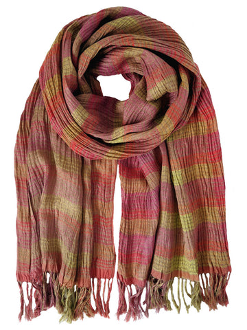 Silk Scarf - Coral Stripe by Artisan Route