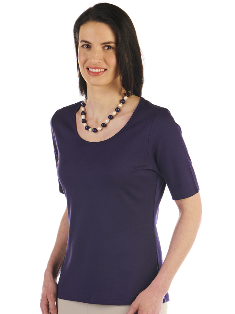 Pima Cotton T Shirt-Pilar in Deep Navy by Artisan Route